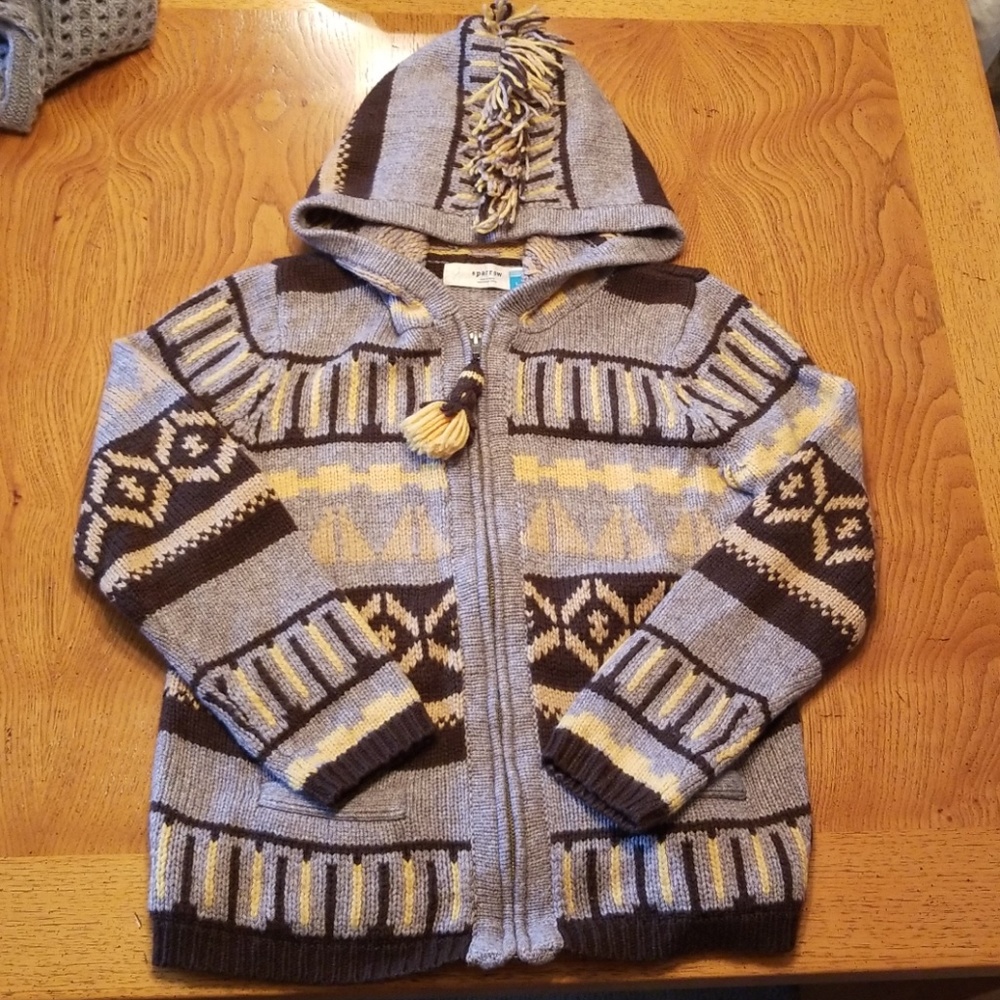 Wool/acryllic zip hoodie sweater